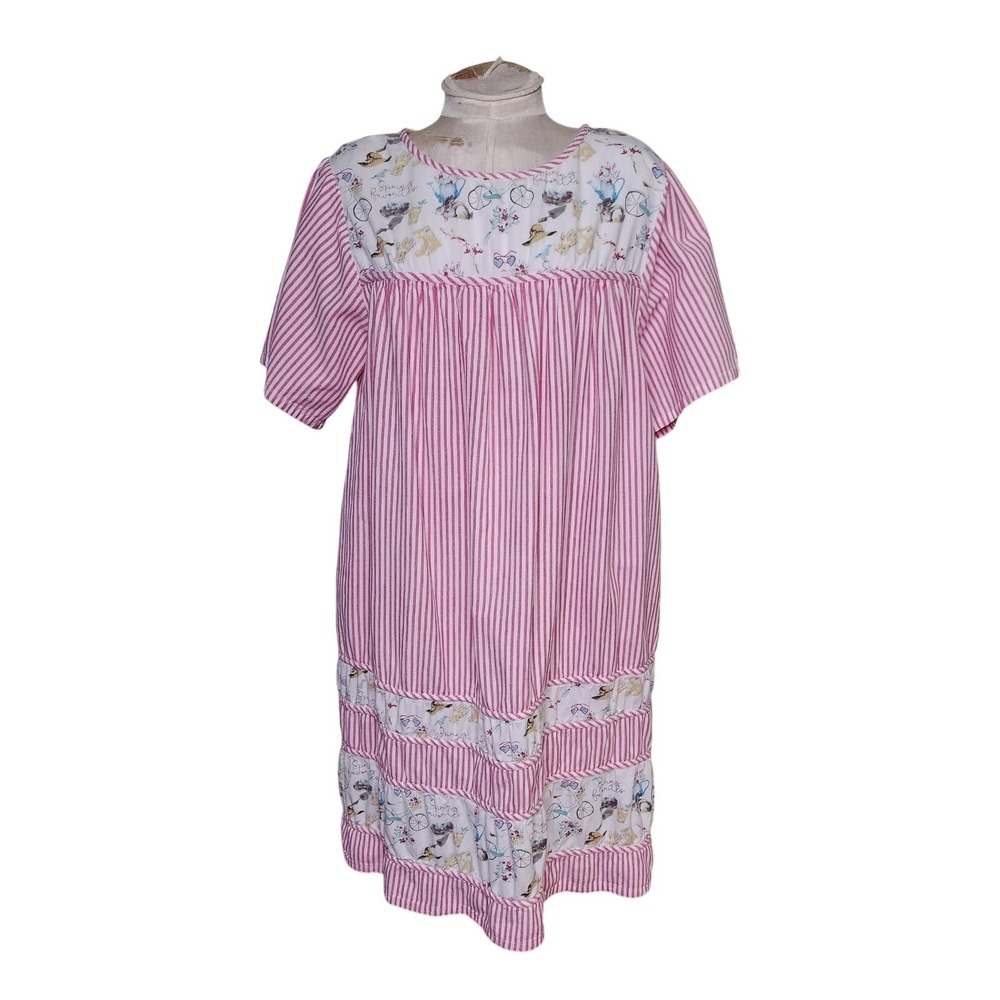 Vintage House Dress Lounger Coverup Garden outdoor print Plus Size 1X National